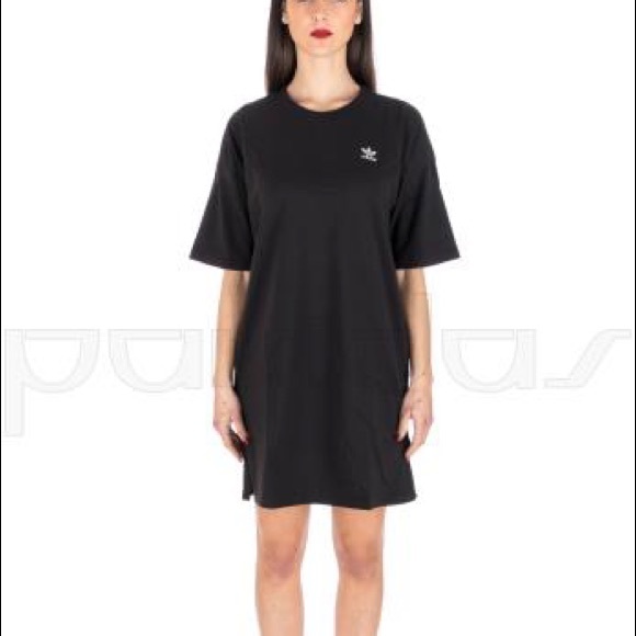 ♥️SOLD♥️Adidas Originals Black Trefoil Shirt Dress - Picture 2 of 8